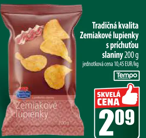 Tradičná kvalita Zemiakové lupienky s príchuťou slaniny