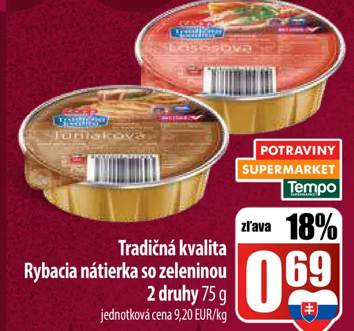 Tradičná kvalita Rybacia nátierka so zeleninou