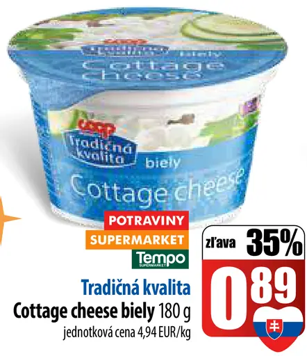 Tradičná kvalita cottage cheese biely