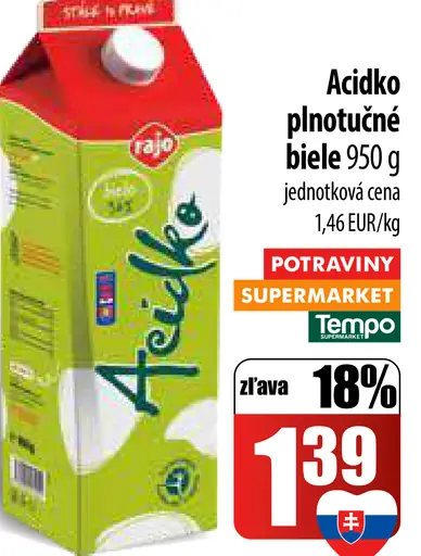 Rajo Acidko plnotučné biele