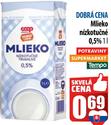 Coop Mlieko nízkotučné 0,5%
