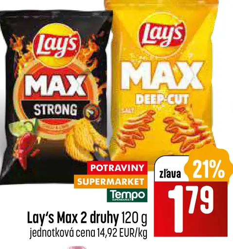 Lay’s Max zemiakové lupienky rôzne druhy