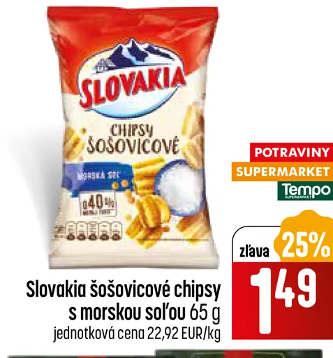 Slovakia Šošovicové chipsy morská soľ