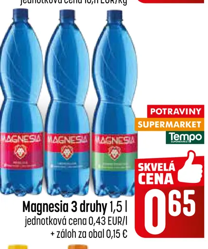 Magnesia Prírodná minerálna voda neperlivá