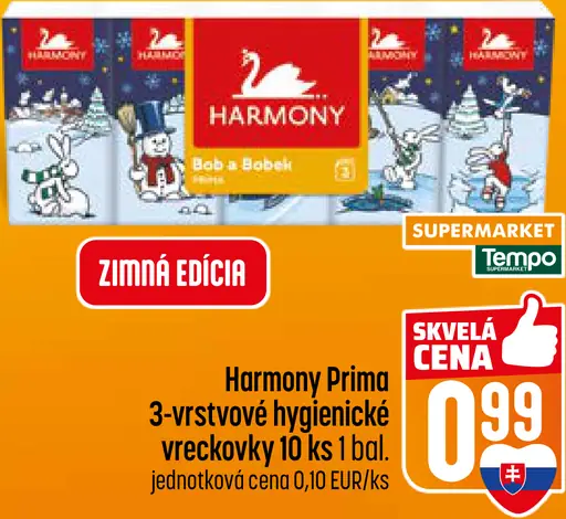 Harmony Prima 3-vrstvové hygienické vreckovky zimná edícia
