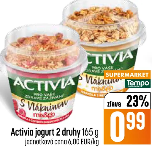 Activia jogurt 2 druhy s vlákninou