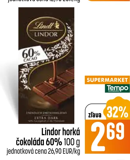 Lindor horká čokoláda 60 %