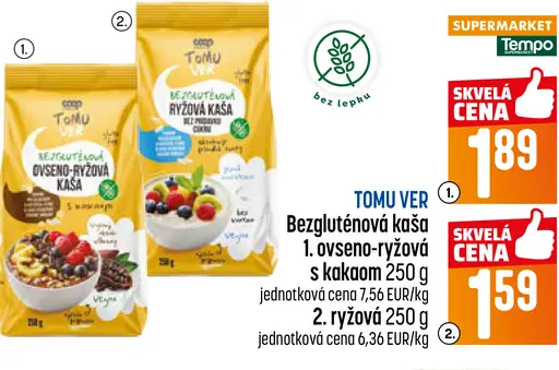 Tomu ver bezgluténová kaša ovsená-rýžová s kakaom