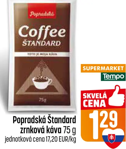 Popradská Coffee Štandard pražená zrnková káva