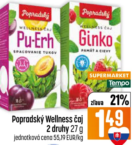 Popradský Wellness Čaj Pu-Erh spaľovanie tukov