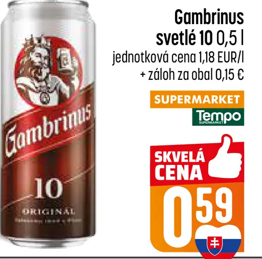 Gambrinus svetlé pivo plechovka