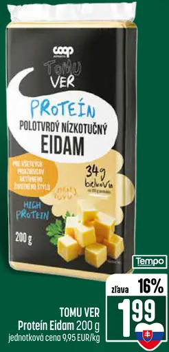 Tomu Ver Proteín polotvrdý nízkotučný eidam