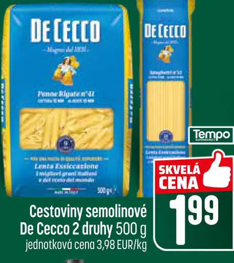 De Cecco semolina pasta rôzne druhy