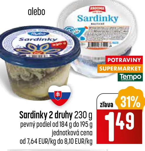 Sardinky 2 druhy
