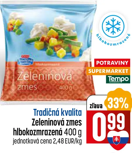 Tradičná kvalita Zeleninová zmes hlboko zmrazená