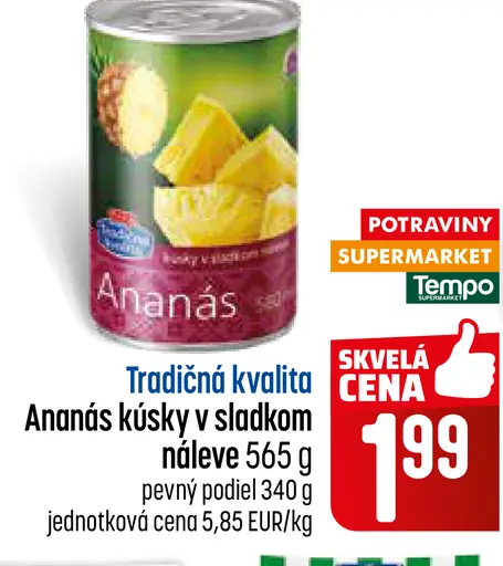 Tradičná kvalita ananás kúsky v sladkom náleve