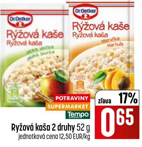 Dr. Oetker ryžová kaša rôzne druhy