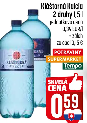 Klastorna Kalcia jemne sýtená minerálna voda