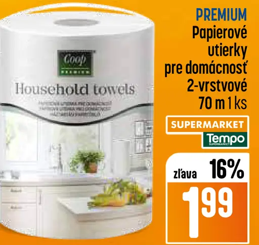 Coop Premium Papierové utierky pre domácnosť 2-vrstvové