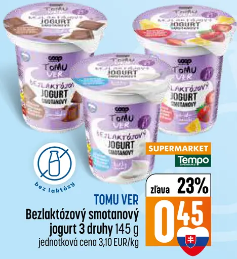TOMU VER Bezlaktózový jogurt smotanový viac druhov