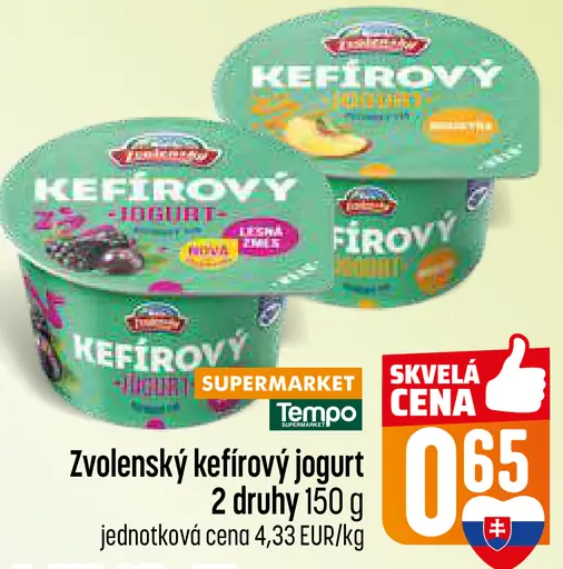 Tempo Zvolenský kefírový jogurt 2 druhy