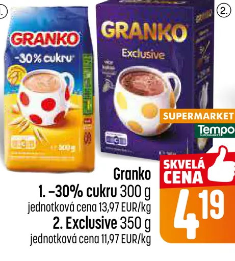 Granko kakaový nápoj 30 % cukru