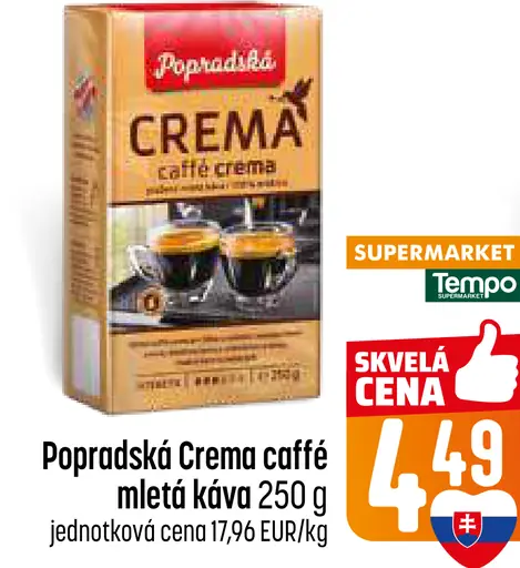 Popradská CREMA mletá káva