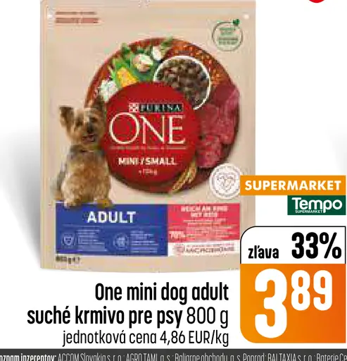 Purina One Mini Dog Adult suché krmivo pre psy