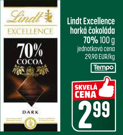 Lindt Excellence 70% extra horká čokoláda