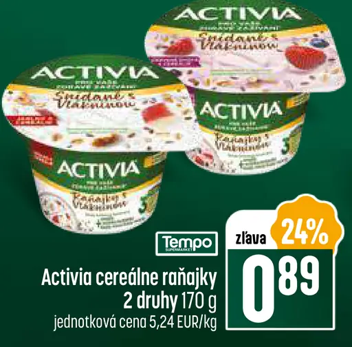 Activia cereálne raňajky jogurt