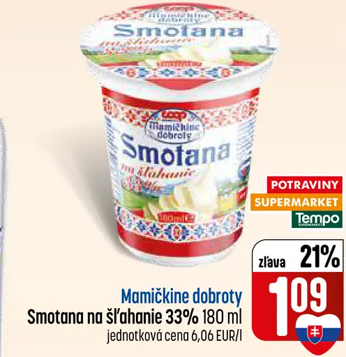 Mamičkina dobroty Smotana trvanlivá na šľahanie 33%