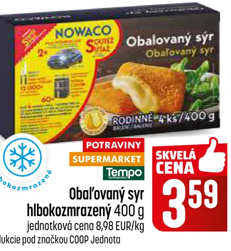 Nowaco Obalovaný syr hlbokozmrazený