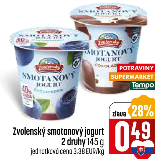 Zvolenský smotanový jogurt 2 druhy