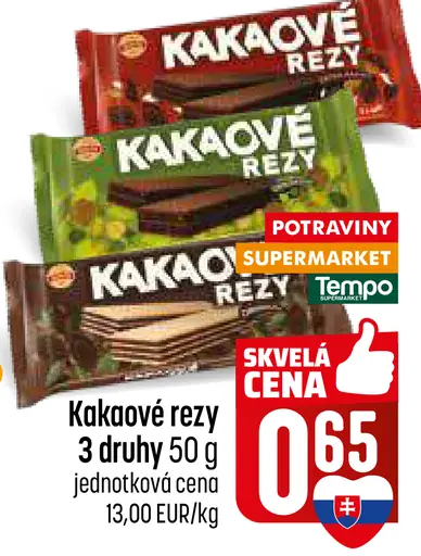 Kakaové rezy rôzne druhy