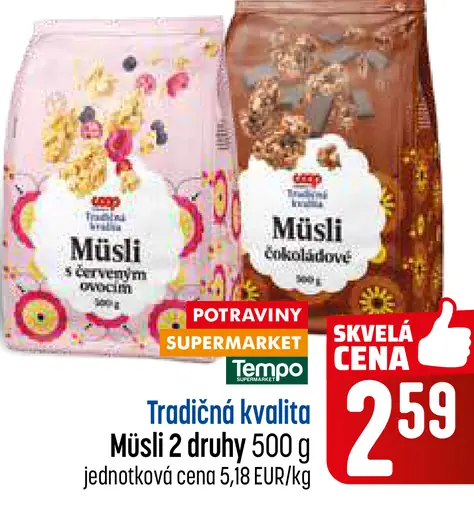 Tradičná kvalita Müsli rôzne druhy