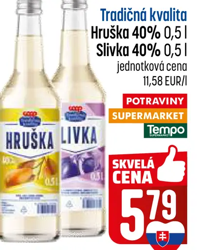 Tradičná kvalita Hruška 40% liehovina