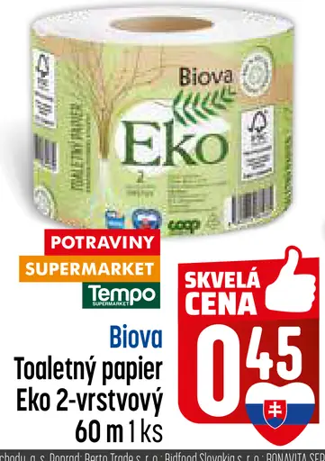 Biova Papier toaletný Eko 2-vrstvový