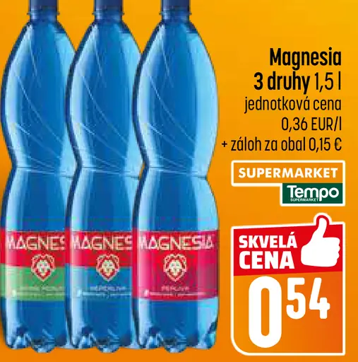 Magnesia Prírodná minerálna voda neperlivá