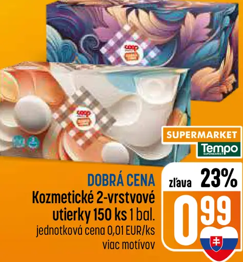 Papierové kozmetické 2-vrstvové utierky