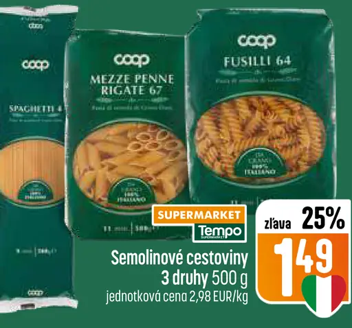COOP Semolinové cestoviny mezze penne rigate