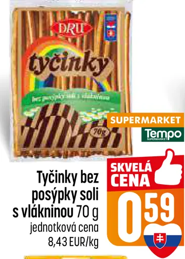Tyčinky bez posypky soľ s vlákninou