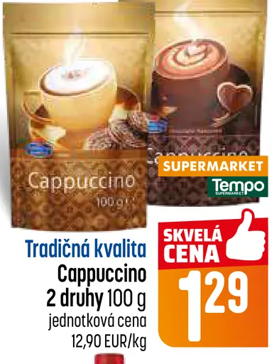 Tradičná kvalita cappuccino instantný nápoj