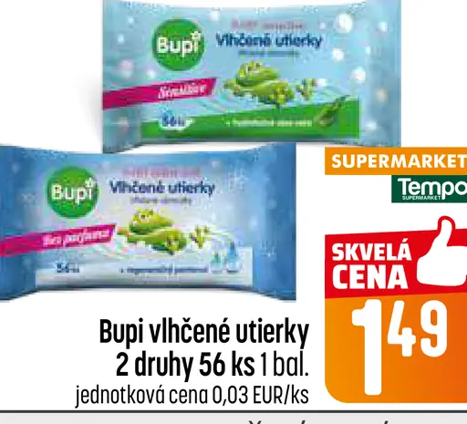 Bupi vlhčené utierky 2 druhy