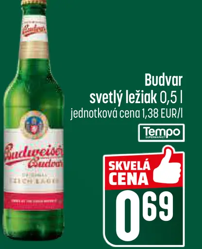 Budvar svetlý ležiak plechovka