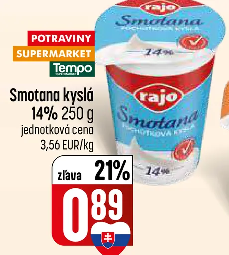 Rajo smotana kyslá 14%