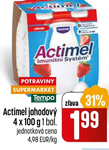 Actimel jahodový mliečny nápoj