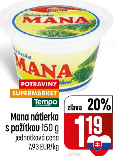 Mana nátierka s pažitkou smotanový syr