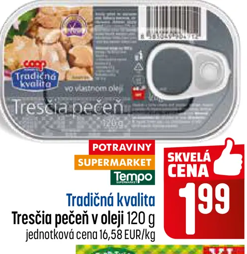 Tradičná kvalita Tresčia pečeň vo vlastnom oleji