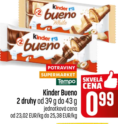 Kinder Bueno tyčinka 2 druhy