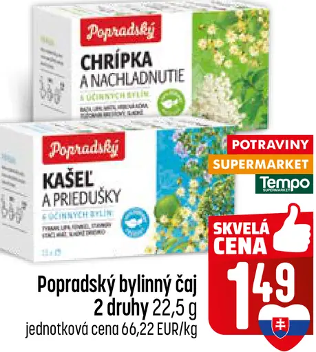 Popradská bylinny čaj chrípka a nachladnutie; kašeľ a priedušky